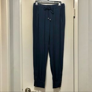 Splendid Women’s Navy Blue Drawstring Ankle Zip Jogger Track Pants - Extra Small